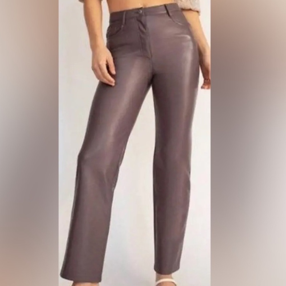 Wilfred Aritzia Melina Leather Straight Leg Pants – Purple – Women’s Size 4